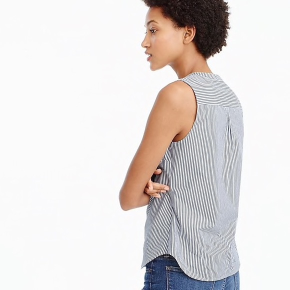 J crew Pink Tall Striped Top With Gingham Bib top - Picture 4 of 7